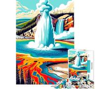 Rompecabezas 1000 Erupción de géiseres de Yellowstone Actividades Divertidas en casa Desafío difícil Juego Imposible para Mayores de 14 años (38x26cm)