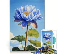Rompecabezas 1000 Flores de Loto Azul,Arte de Ajuste, Actividad de Juego Inteligente,Juego Divertido para Tiempo Libre,Regalo de Cumpleaños 50x75cm