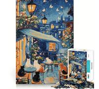 Rompecabezas 1000 Gatos en un balcón Parisino Arte de Corte preciso Juego de Habilidad Mental Juego fácil de Jugar (50x75cm)