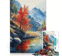 Rompecabezas 1000 Majestad del Río Otoño,Diversión precisa y articulada,Juego cognitivo,Diversión a Ritmo pausado,Juego artístico de cumpleaños (38x26cm)