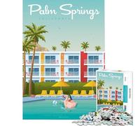 Rompecabezas 1000 Palm Springs Póster de Viaje Juegos educativos para Juegos educativos Desafío Juguete Grandes Regalos y Juguetes Vacaciones en casa Matar el Tiempo (Tamaño 38x52cm)