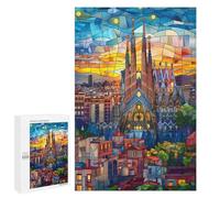 Rompecabezas 1000 PCS Barcelona Sunset Mosaic Rompecabezas para Adultos Juguete Decoración De Pared Patrón De Ensamblaje Oferta como Regalos para Toda La Familia 1000 PCS