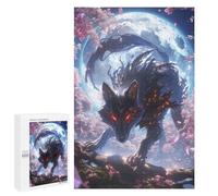 Rompecabezas 1000 PCS Black Wolf with Red Eyes Rompecabezas para Adultos Juguete Decoración De Pared Patrón De Ensamblaje Oferta como Regalos para Toda La Familia 1000 PCS