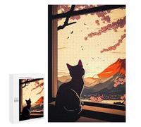 Rompecabezas 1000 PCS Cat Cherry Blossom Japan Rompecabezas para Adultos Juguete Decoración De Pared Regalo De Cumpleaños Oferta como Regalos para Toda La Familia 1000 PCS
