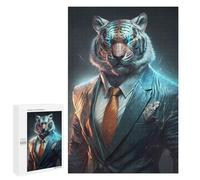 Rompecabezas 1000 PCS CEO Tiger In Suit Rompecabezas para Adultos Juguete Decoración De Pared Patrón De Ensamblaje Oferta como Regalos para Toda La Familia 1000 PCS