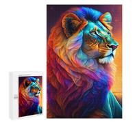 Rompecabezas 1000 PCS Colorful Lion Art Print-2 Rompecabezas para Adolescentes Alivia El Estrés Desafío Educativo Regalos Y Cumpleaños Únicos 1000 PCS