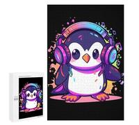 Rompecabezas 1000 PCS Cool Penguin Headphones Rompecabezas para Adultos Juguete Decoración De Pared Patrón De Ensamblaje Oferta como Regalos para Toda La Familia 1000 PCS
