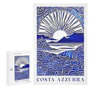Rompecabezas 1000 PCS Costa Azzurra Indigo Print Rompecabezas para Adolescentes Alivia El Estrés Desafío Educativo Regalos Y Cumpleaños Únicos 1000 PCS