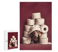 Rompecabezas 1000 PCS Dachshund in Toilet Paper Fort Dachshund Toilet Rompecabezas para Adultos Juguete Decoración De Pared Patrón De Ensamblaje Oferta como Regalos para Toda La Familia 1000 PCS