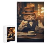 Rompecabezas 1000 PCS Funny Cat Coffee Newspaper Rompecabezas para Adultos Juguete Decoración De Pared Patrón De Ensamblaje Oferta como Regalos para Toda La Familia 1000 PCS