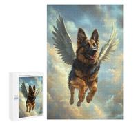 Rompecabezas 1000 PCS German Shepherd with Angel Wings Loyal Companion Tribute Rompecabezas para Adultos Juguete Decoración De Pared Regalo De Cumpleaños Oferta como Regalos para Toda La Familia 1000