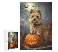Rompecabezas 1000 PCS Halloween Pumpkin Dog Art Print-1 Rompecabezas para Adolescentes Que Mejoran La Memoria Juegos Familiares De Ingenio Difíciles Y Desafiantes 1000 PCS