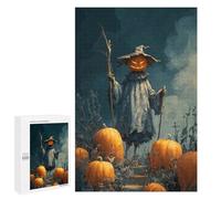 Rompecabezas 1000 PCS Halloween Pumpkin Scarecrow in A Field Rompecabezas para Adultos Juguete Decoración De Pared Patrón De Ensamblaje Oferta como Regalos para Toda La Familia 1000 PCS