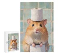 Rompecabezas 1000 PCS Hamster with Toilet Paper Hat Rompecabezas para Adultos Juguete Decoración De Pared Patrón De Ensamblaje Oferta como Regalos para Toda La Familia 1000 PCS