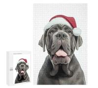 Rompecabezas 1000 PCS Neapolitan Mastiff Dog with Santa Hat Portrait Rompecabezas para Adultos Juguete Decoración De Pared Patrón De Ensamblaje Oferta como Regalos para Toda La Familia 1000 PCS