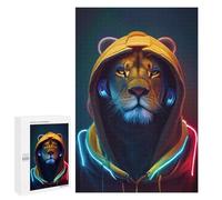 Rompecabezas 1000 PCS Neon Lion Hoodie Artwork Rompecabezas para Adultos Juguete Decoración De Pared Regalo De Cumpleaños Oferta como Regalos para Toda La Familia 1000 PCS