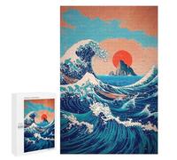 Rompecabezas 1000 PCS Ocean Waves Sunset Boat Print Rompecabezas para Adolescentes Que Mejoran La Memoria Juegos Familiares De Ingenio Difíciles Y Desafiantes 1000 PCS