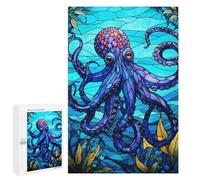 Rompecabezas 1000 PCS Octopus Sea Stained Glass Rompecabezas para Adultos Juguete Decoración De Pared Patrón De Ensamblaje Oferta como Regalos para Toda La Familia 1000 PCS