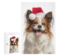 Rompecabezas 1000 PCS Papillon Dog with Santa Hat Portrait Rompecabezas para Adultos Juguete Decoración De Pared Patrón De Ensamblaje Oferta como Regalos para Toda La Familia 1000 PCS