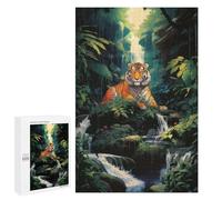 Rompecabezas 1000 PCS para Adolescentes A Tiger at The Waterfall Rompecabezas para Adultos Juego Práctico Decoración del Hogar Cumpleaños Y Navidad 1000 PCS