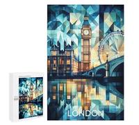 Rompecabezas 1000 PCS para Adolescentes Abstract Cubist London Skyline with Iconic Landmarks Rompecabezas para Adultos Juego Práctico Arte De Pared Desafiante De Completar 1000 PCS