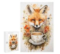 Rompecabezas 1000 PCS para Adolescentes Art Fox and A Cup of Tea Rompecabezas para Adultos Juegos Relajantes Decoración del Hogar Cumpleaños Y Navidad 1000 PCS