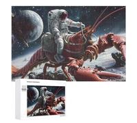 Rompecabezas 1000 PCS para Adolescentes Astronaut Riding Lobster on Alien Planet Rompecabezas para Adultos Juegos Divertidos Una Obra De Arte Ayuda A Ejercitar El Cerebro 1000 PCS