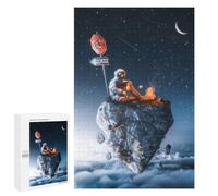 Rompecabezas 1000 PCS para Adolescentes Astronaut Roasting Marshmallows on A Floating Rock Rompecabezas para Adultos Juego Familiar Decoración del Hogar para Cumpleaños, Navidad 1000 PCS