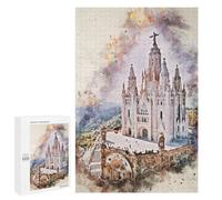 Rompecabezas 1000 PCS para Adolescentes Barcelona Spain Watercolor Rompecabezas para Adultos Juguetes De Bricolaje Pero Un Desafío Educativo Divertido Y Humorístico 1000 PCS