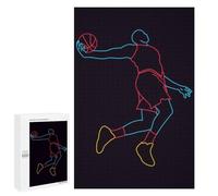 Rompecabezas 1000 PCS para Adolescentes Basketball Neon Art Rompecabezas Juego De Ingenio Aliviador De Estrés Desafiante para Completar 1000 PCS