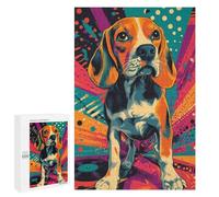 Rompecabezas 1000 PCS para Adolescentes Beagle in Retro Style Retro Pop Art Beagle Portrait Rompecabezas para Adultos Juego Familiar Una Obra De Arte como Regalo para Toda La Familia 1000 PCS