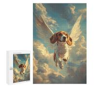 Rompecabezas 1000 PCS para Adolescentes Beagle with Angel Wings In Memoriam Tribute Rompecabezas para Adultos Juego Práctico Decoración del Hogar Cumpleaños Y Navidad 1000 PCS