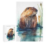 Rompecabezas 1000 PCS para Adolescentes Beaver Watercolor Rompecabezas para Adultos Juego Práctico Arte De Pared Desafiante De Completar 1000 PCS