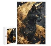 Rompecabezas 1000 PCS para Adolescentes Black and Gold Cat Angel Rompecabezas Juegos Familiares Ensamblaje De Patrones Cumpleaños Y Navidad 1000 PCS