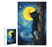 Rompecabezas 1000 PCS para Adolescentes Black Cat Climbing Tree, Starry Night Rompecabezas para Adultos Juguetes DIY para La Diversión Familiar Ayuda A Ejercitar El Cerebro 1000 PCS