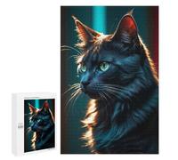 Rompecabezas 1000 PCS para Adolescentes Black Cat Emerald Eyes Rompecabezas para Adultos Juego Práctico Decoración del Hogar Cumpleaños Y Navidad 1000 PCS