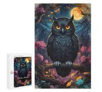 Rompecabezas 1000 PCS para Adolescentes Black Owl Under Full Moon Rompecabezas Juegos Familiares Ensamblaje De Patrones Cumpleaños Y Navidad 1000 PCS
