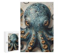Rompecabezas 1000 PCS para Adolescentes Blue Octopus with Gold Accents Rompecabezas DIY Juguetes Una Obra De Arte como Regalo para Toda La Familia 1000 PCS