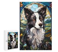 Rompecabezas 1000 PCS para Adolescentes Border Collie Dog Stained Rompecabezas para Adultos Juego Práctico Regalo De Cumpleaños Regalo De Cumpleaños, Regalos, 1000 PCS