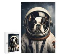Rompecabezas 1000 PCS para Adolescentes Boston Terrier Astronaut Rompecabezas para Adultos Juguetes De Bricolaje Análisis Y Lógica Trato como Regalos para Toda La Familia 1000 PCS