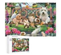 Rompecabezas 1000 PCS para Adolescentes Bright Garden Pet Gathering Rompecabezas para Adolescentes Juegos Divertidos Ensamblaje De Patrones Ayuda Al Cerebro A Ejercitarse 1000 PCS