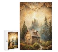 Rompecabezas 1000 PCS para Adolescentes Cabin in The Woods Rainy Day Rompecabezas para Adultos Juegos Familiares Carrera De Velocidad De Manos para Cumpleaños, Navidad 1000 PCS