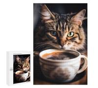 Rompecabezas 1000 PCS para Adolescentes Caffeine Cat 5 Rompecabezas para Adultos Juego Práctico Decoración del Hogar Cumpleaños Y Navidad 1000 PCS