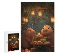 Rompecabezas 1000 PCS para Adolescentes Capybara Family Dinner in The Rain Rompecabezas para Adultos Juguete Decoración De Pared Difícil Difícil Desafiante De Completar 1000 PCS