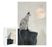 Rompecabezas 1000 PCS para Adolescentes Cat and Moon Digital Painting Rompecabezas para Adultos Juego Práctico Pero Divertido Y Humorístico para Cumpleaños, Navidad 1000 PCS