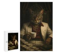 Rompecabezas 1000 PCS para Adolescentes Cat Boss with Money and Cigar Rompecabezas para Adultos Juego Familiar Una Obra De Arte como Regalo para Toda La Familia 1000 PCS