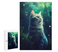 Rompecabezas 1000 PCS para Adolescentes Cat Mystic Glowing Night Rompecabezas para Adultos Juego Práctico Pero Divertido Y Humorístico para Cumpleaños, Navidad 1000 PCS