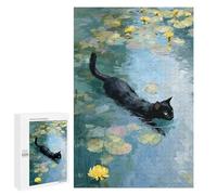 Rompecabezas 1000 PCS para Adolescentes Cat Swimming in Lily Pond Rompecabezas para Adultos Juguetes DIY para La Diversión Familiar Ayuda A Ejercitar El Cerebro 1000 PCS