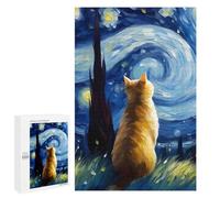 Rompecabezas 1000 PCS para Adolescentes Cat Under Starry Night Rompecabezas para Adultos Juego Práctico Pero Divertido Y Humorístico para Cumpleaños, Navidad 1000 PCS