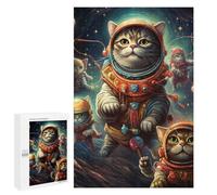 Rompecabezas 1000 PCS para Adolescentes Cats in Space Adventure Rompecabezas para Adultos Juguete Decoración De Pared Mejora La Memoria Ayuda A Ejercitar El Cerebro 1000 PCS